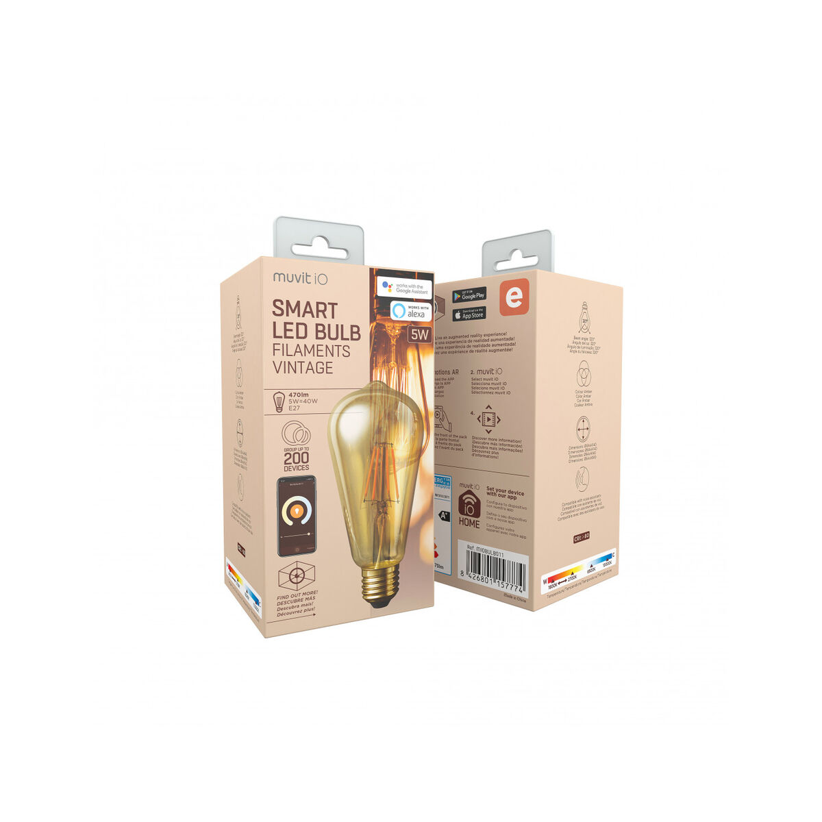 Smart-Lampa Muvit iO 5 W E27 1800 K 2700 K 480 Lm Wi-Fi