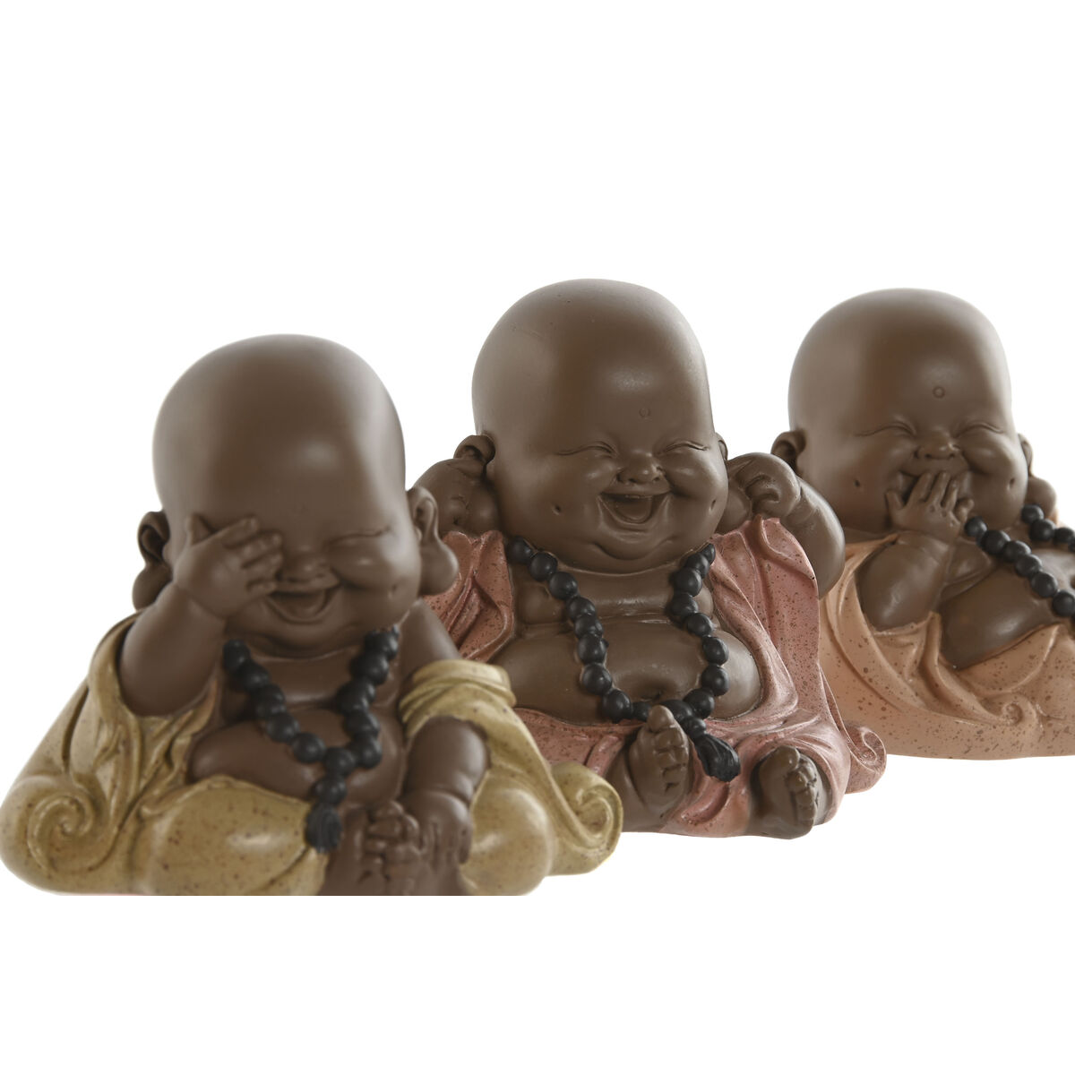 Prydnadsfigur Home ESPRIT Orange Korall Lime Harts Buddha Orientalisk 10 x 7,5 x 8,5 cm (3 antal) - 2
