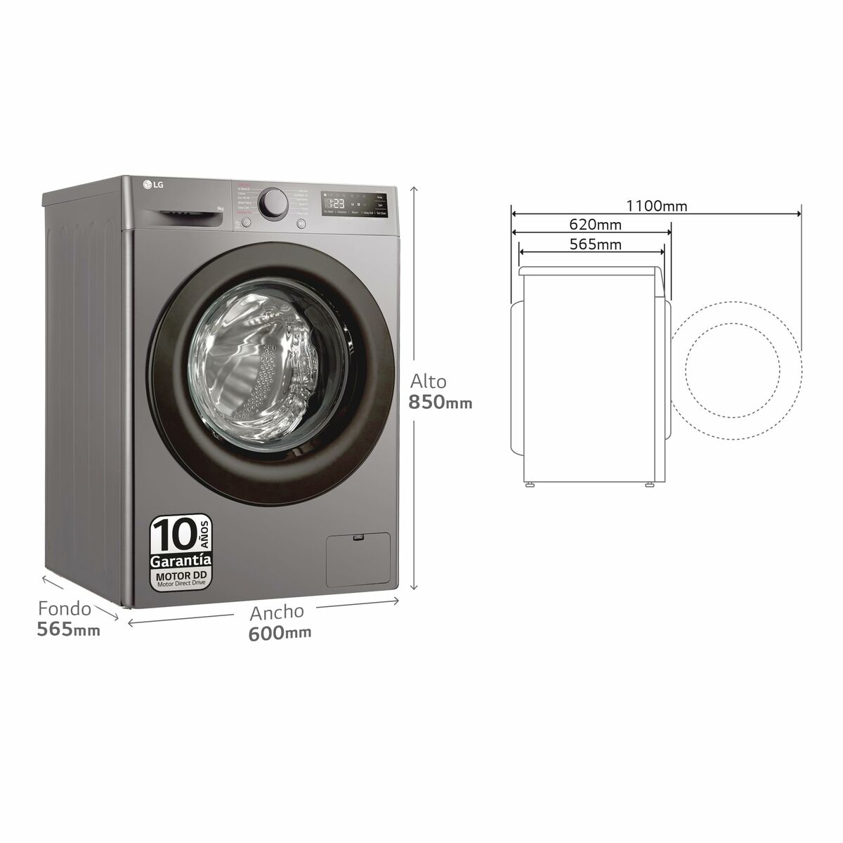 Tvättmaskin LG F4WR5009A6M 60 cm 1400 rpm 9 kg - 4