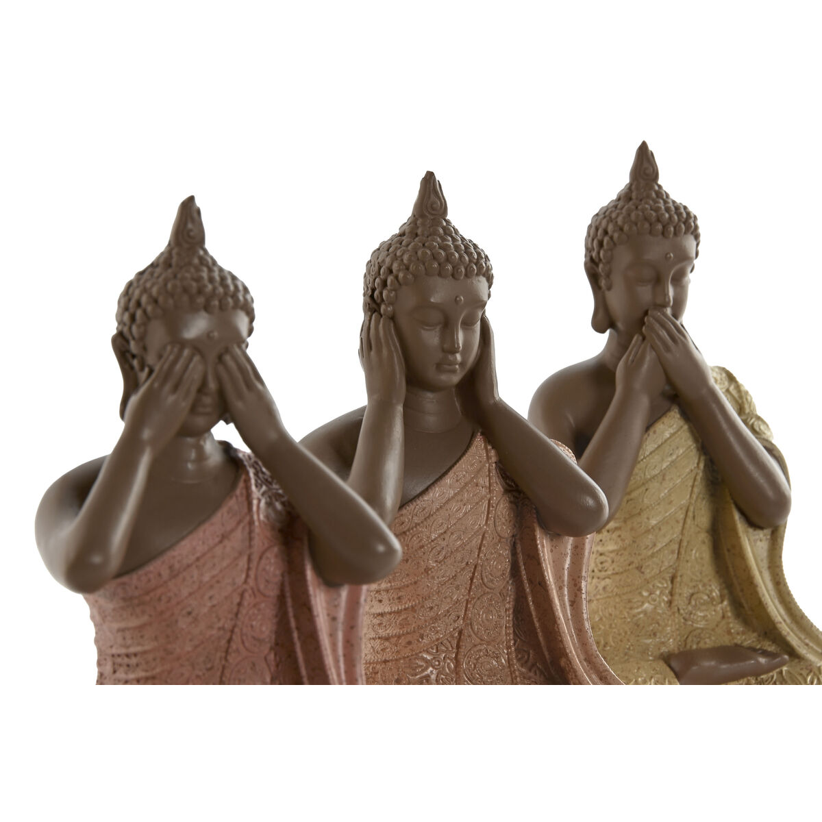 Prydnadsfigur Home ESPRIT Orange Korall Lime Harts Buddha Orientalisk 9 x 6 x 13 cm (3 antal) - 2