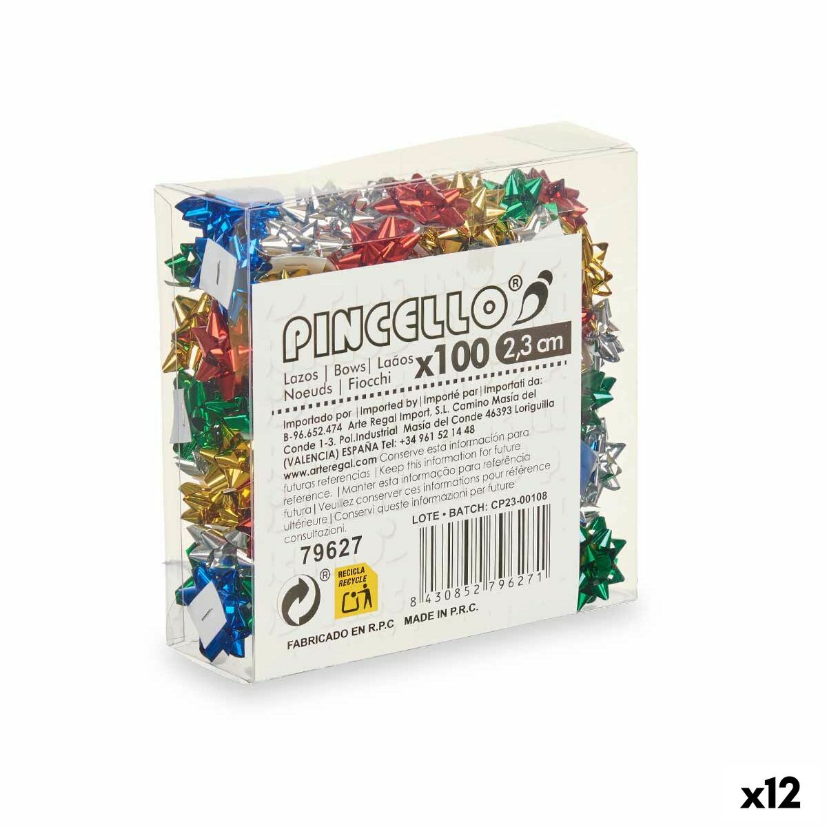 Roterande Pincello PVC 2,3 cm 12 x 12 x 4 cm Glans Multicolour (12 antal) - 3