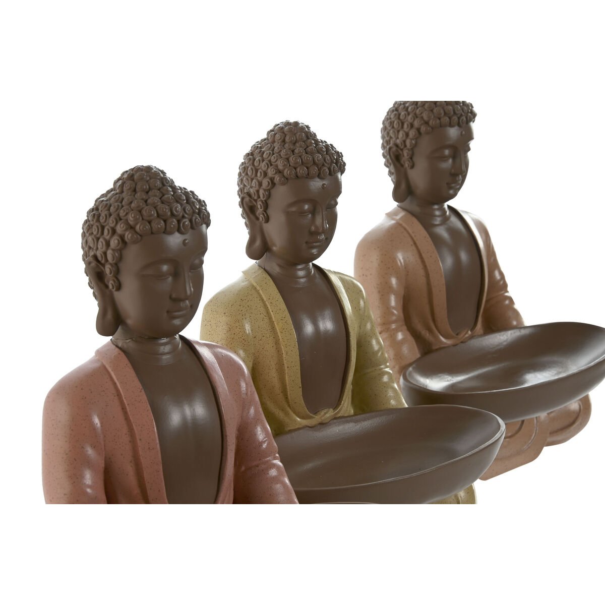 Prydnadsfigur Home ESPRIT Orange Korall Lime Harts Buddha Orientalisk 19,5 x 16 x 25,5 cm (3 antal) - 2
