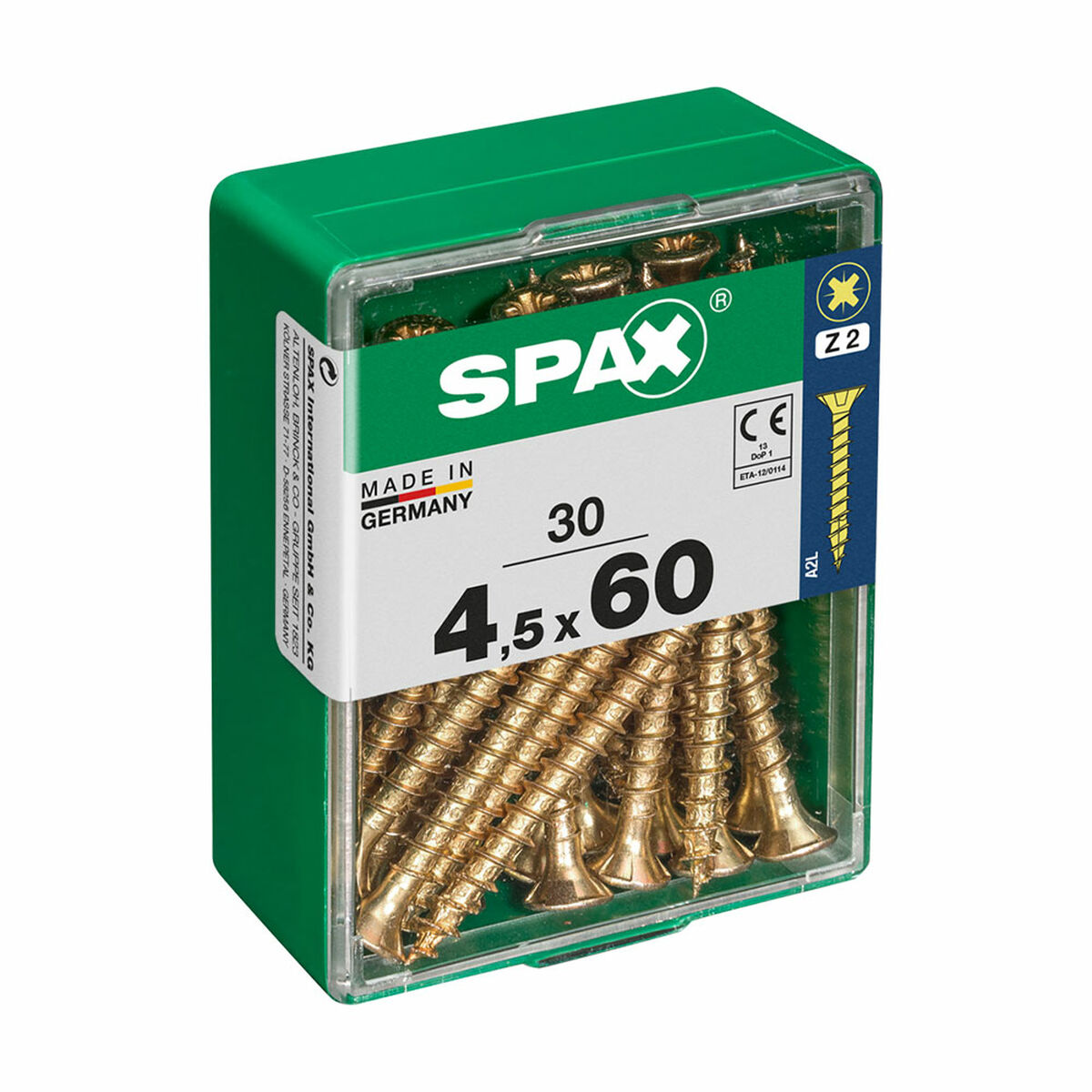 Låda med skruvar SPAX Träskruv Platt huvud (4,5 x 60 mm) - 2
