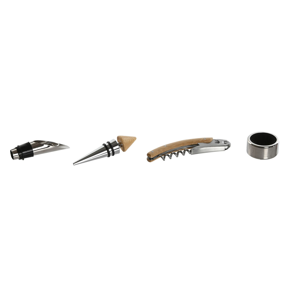 Set med Vintillbehör Home ESPRIT Naturell Bambu Rostfritt stål - 3