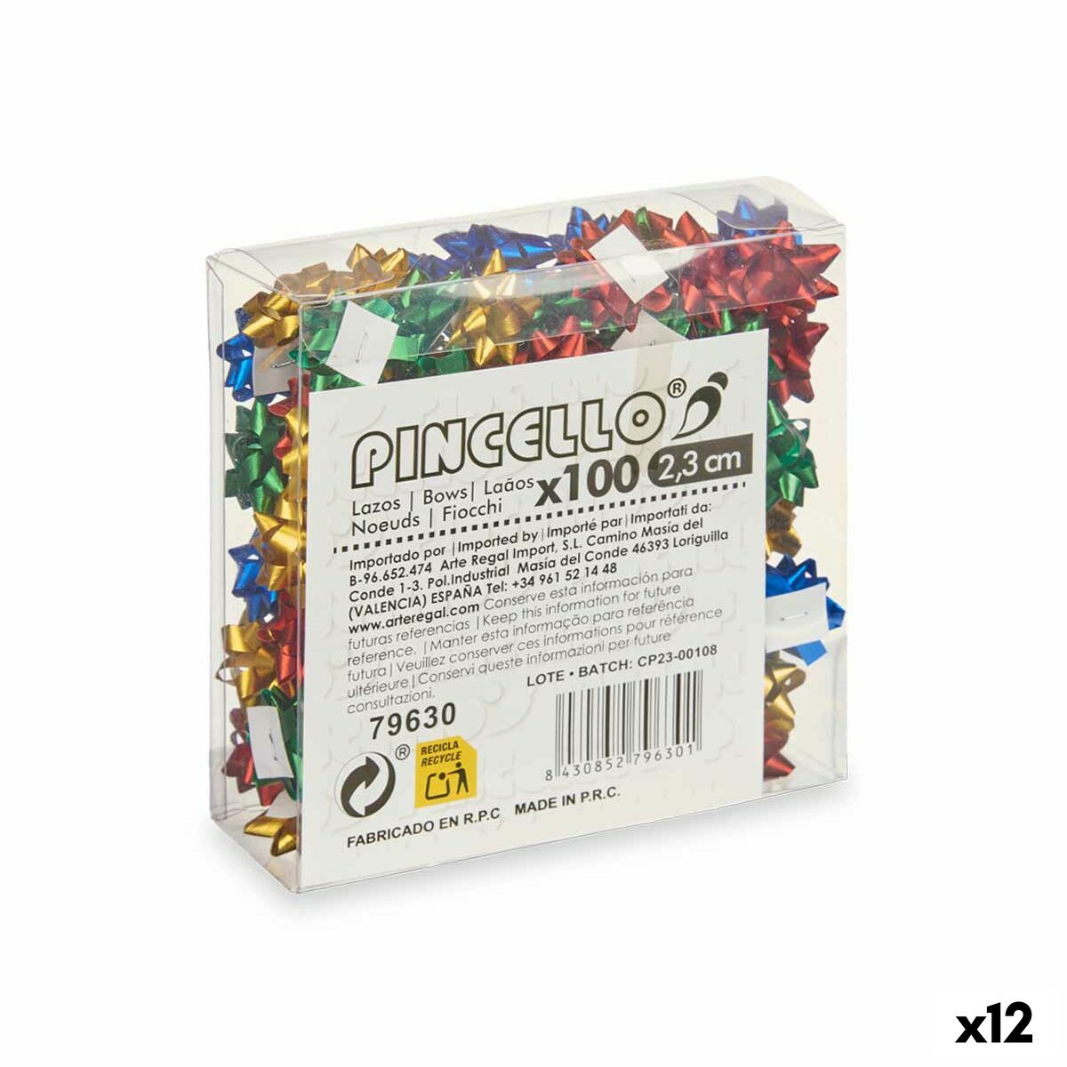 Roterande Pincello PVC 2,3 cm 12 x 12 x 4 cm Matt Multicolour (12 antal)