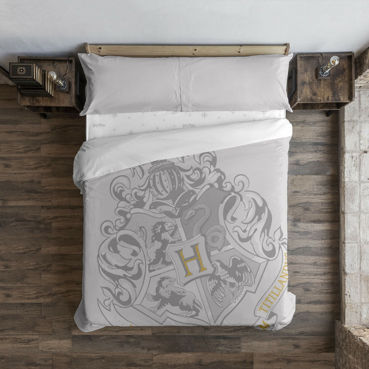 Påslakan Harry Potter Hogwarts Grå Multicolour 175 Trådar 260 x 240 cm Säng 180