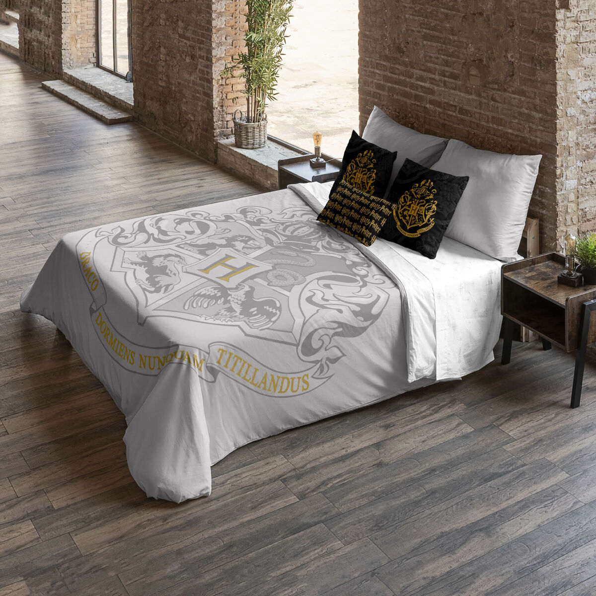 Påslakan Harry Potter Hogwarts Grå Multicolour 175 Trådar 260 x 240 cm Säng 180 - 2