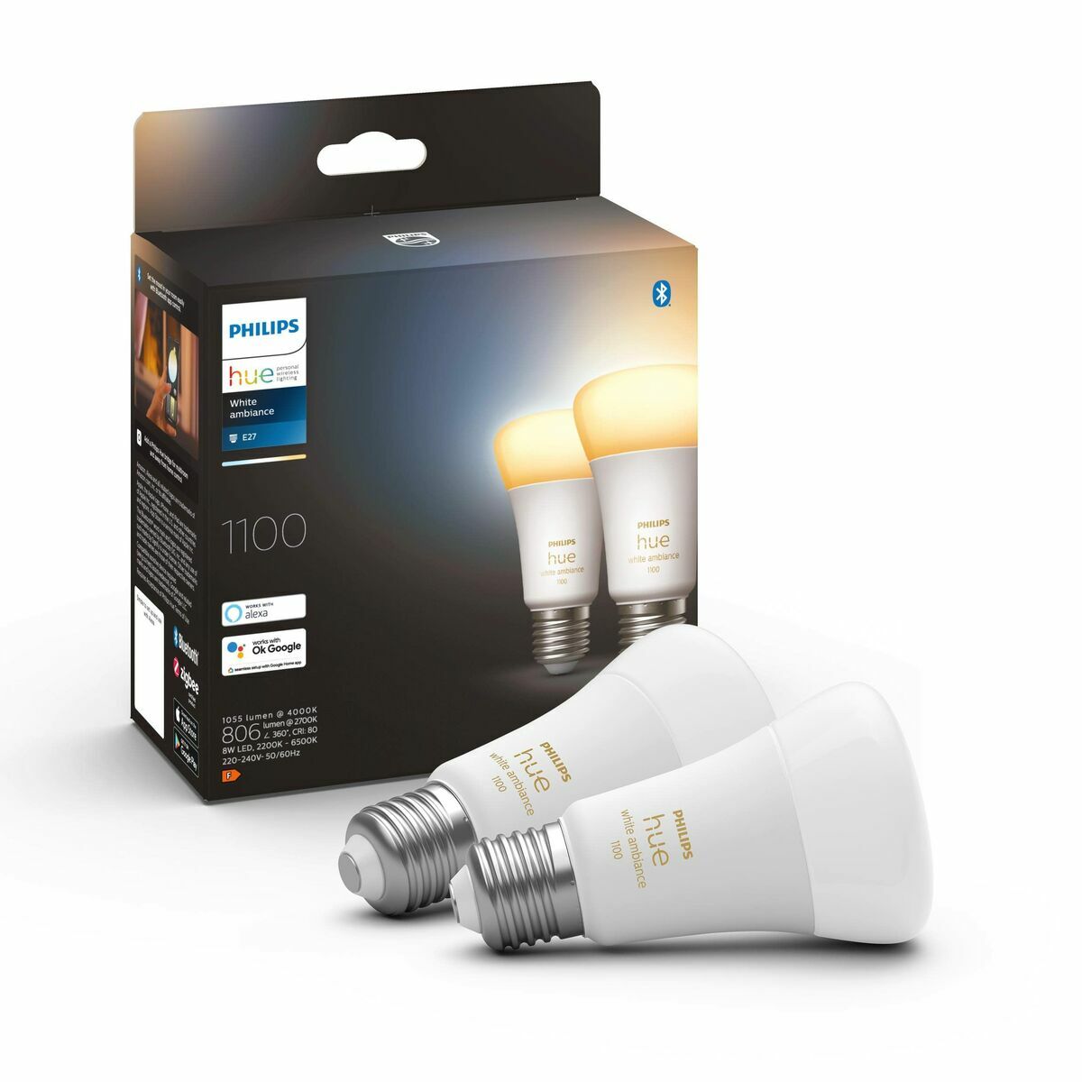 Smart-Lampa Philips Pack de 2 E27 Vit F E27 (2200K) (6500 K) - 6