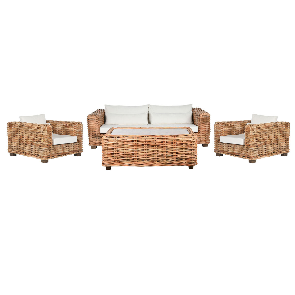 Soffa Home ESPRIT Beige Naturell 220 X 98 X 64 CM (4 Delar)