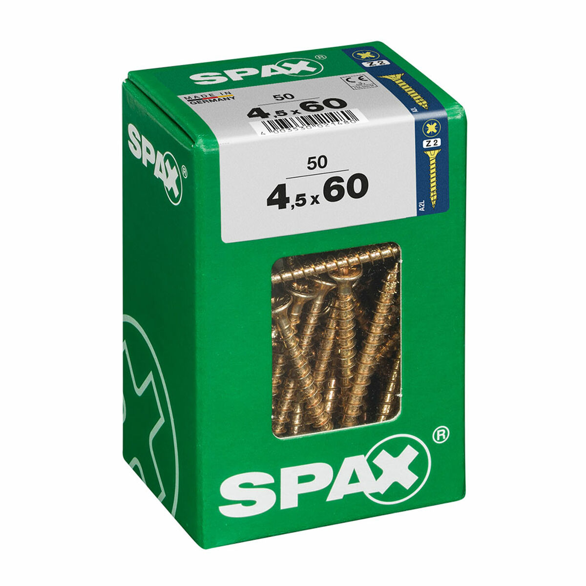 Låda med skruvar SPAX Träskruv Platt huvud (4,5 x 60 mm) - 2