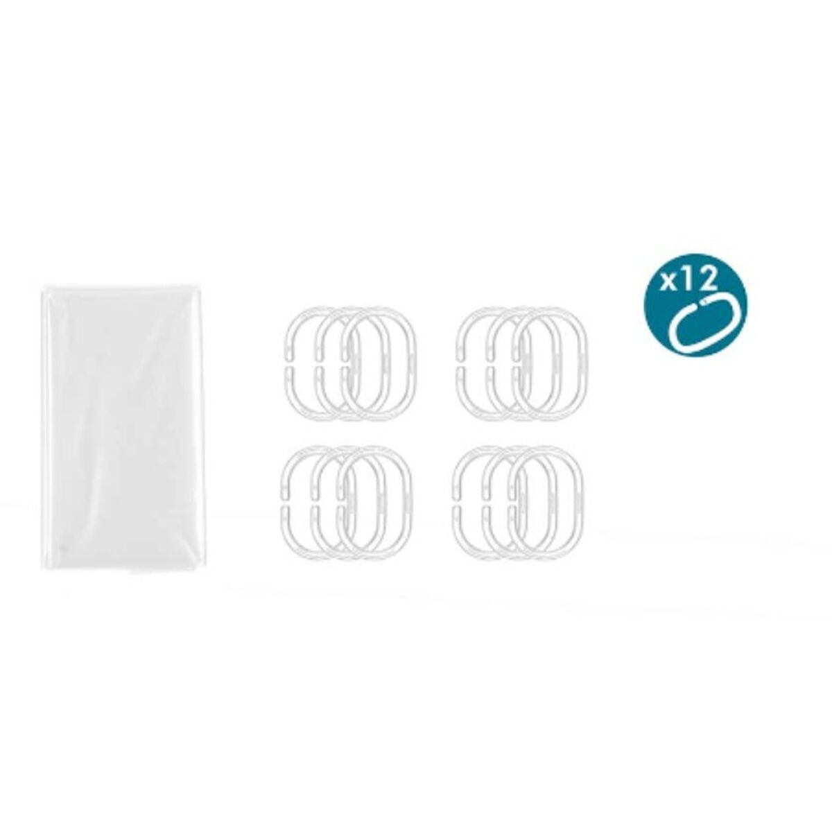 Duschdraperi Berilo SC-MIX-01-TRANSP Transparent Polyetylen EVA 180 x 180 cm (12 antal) - 2