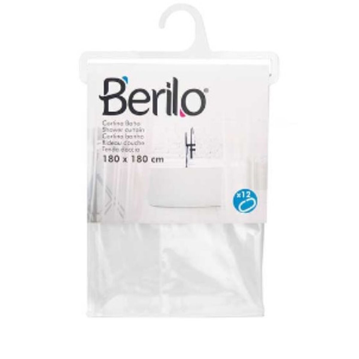 Duschdraperi Berilo SC-MIX-01-TRANSP Transparent Polyetylen EVA 180 x 180 cm (12 antal) - 6