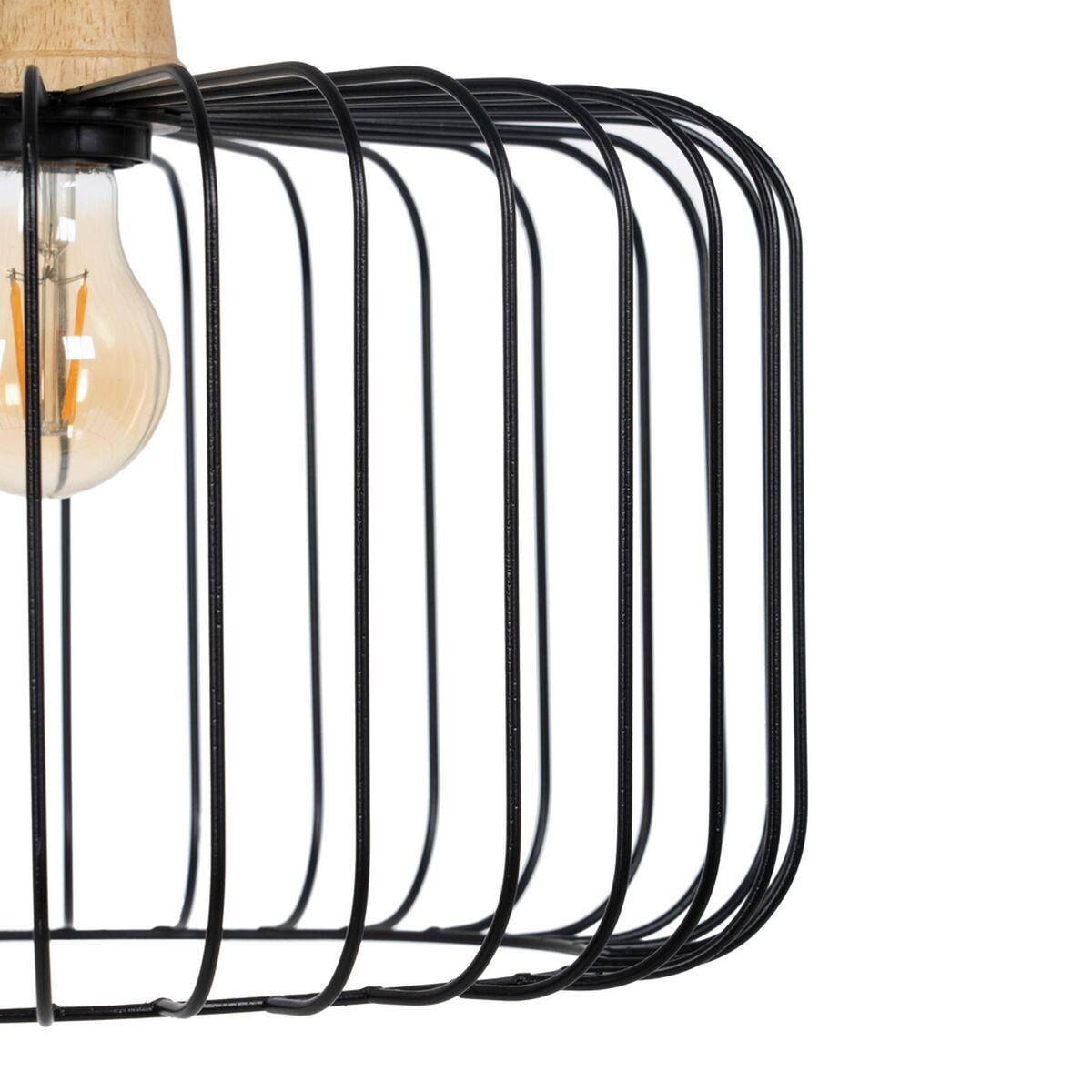 Taklampa Svart Naturell Trä Järn 220-240 V 35 x 35 cm - 5