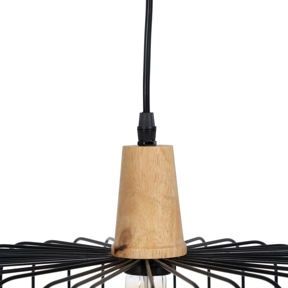 Taklampa Svart Naturell Trä Järn 220-240 V 35 x 35 cm - 6