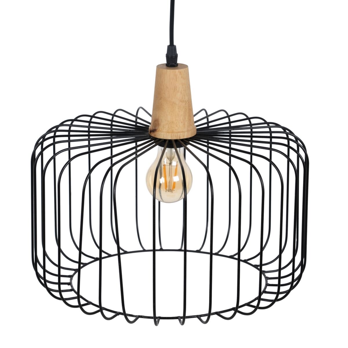 Taklampa Svart Naturell Trä Järn 220-240 V 35 x 35 cm - 7