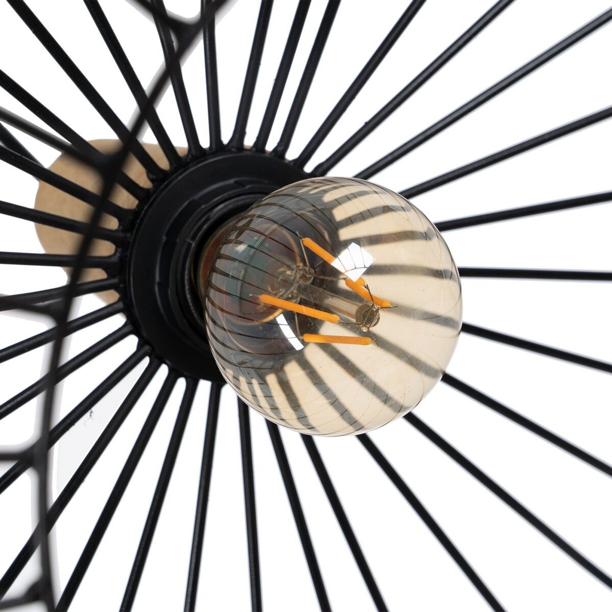 Taklampa Svart Naturell Trä Järn 220-240 V 35 x 35 cm - 3