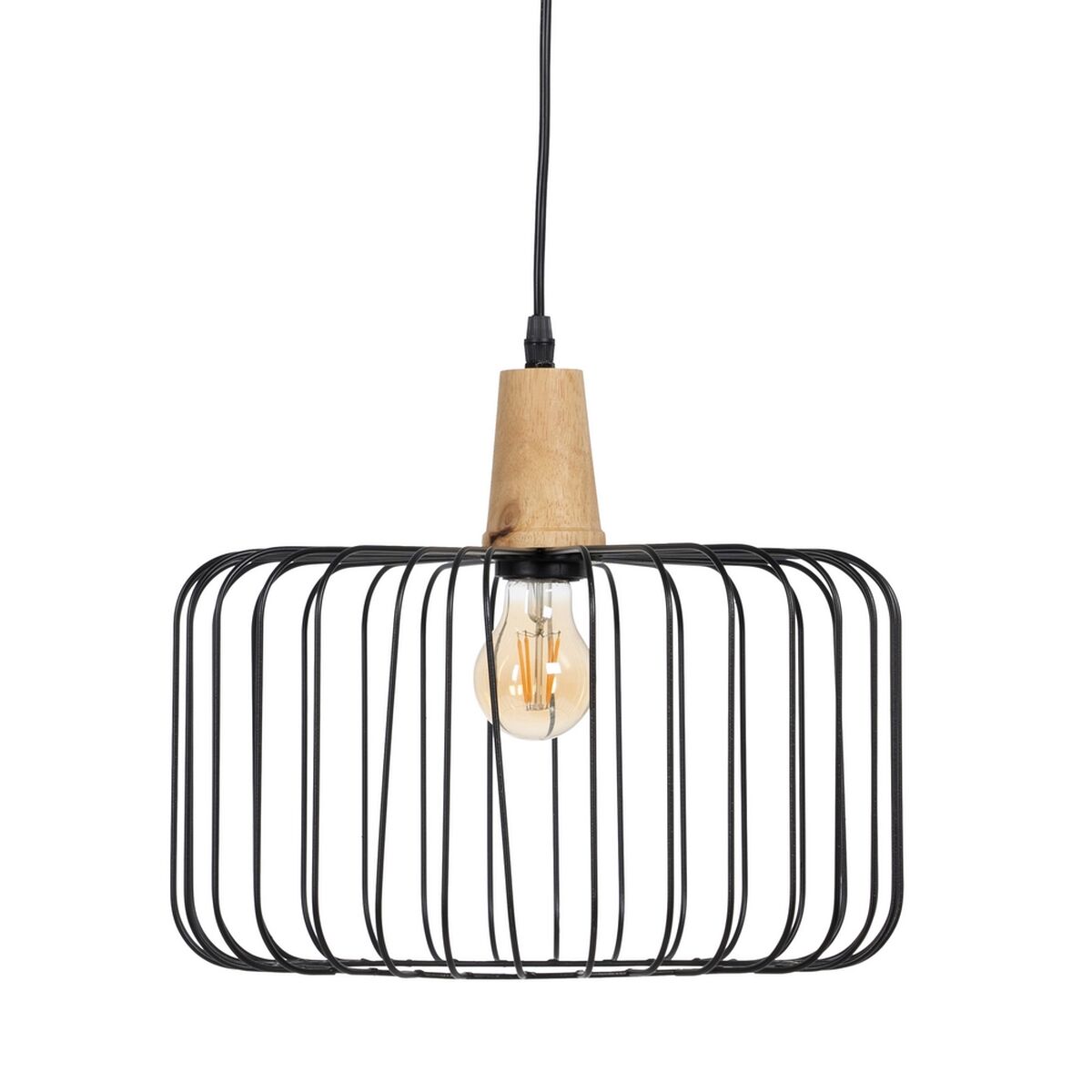 Taklampa Svart Naturell Trä Järn 220-240 V 35 x 35 cm