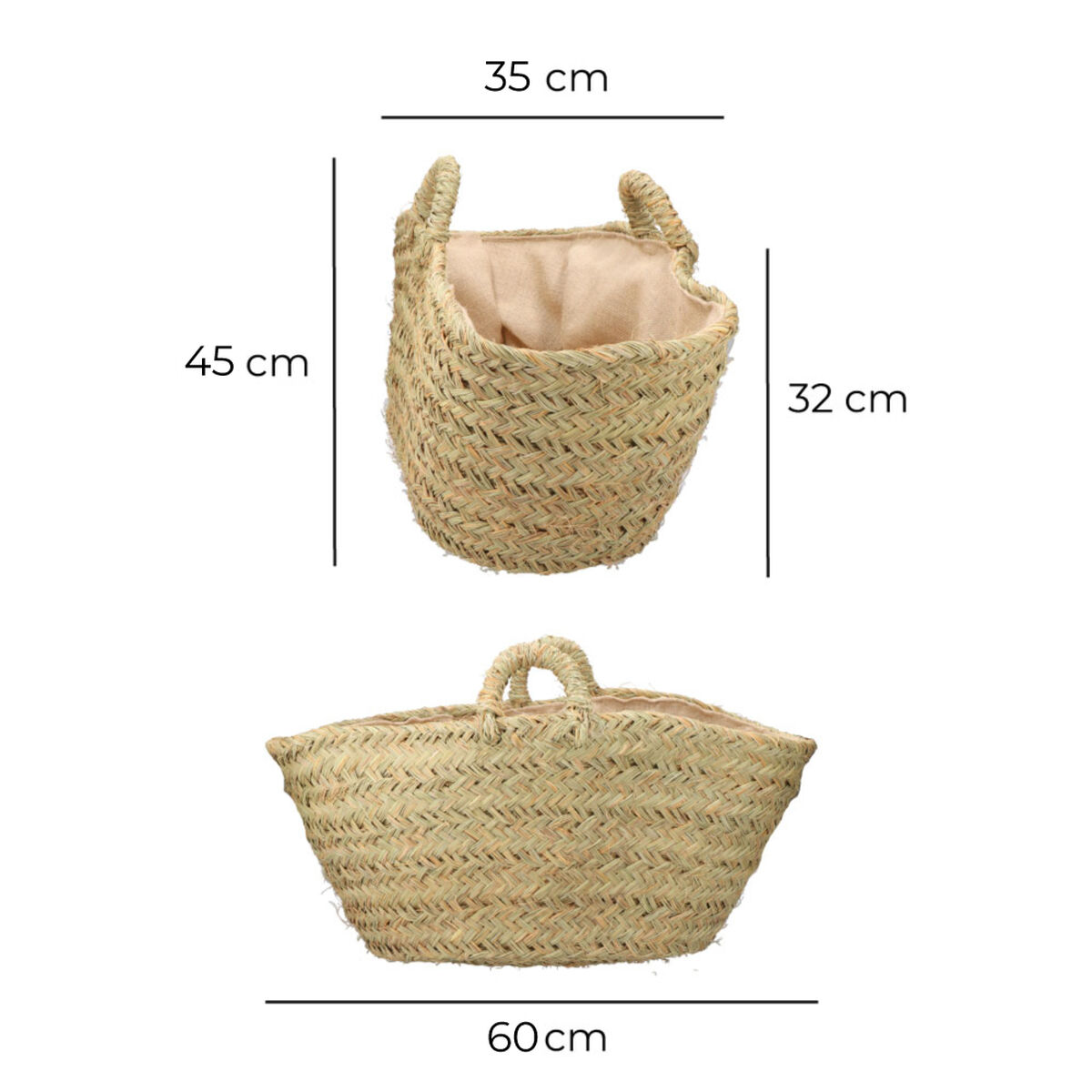 Korg för ved EDM Espartogräs 60 x 35 x 45 cm 60 x 45 x 35 cm Oval - 6