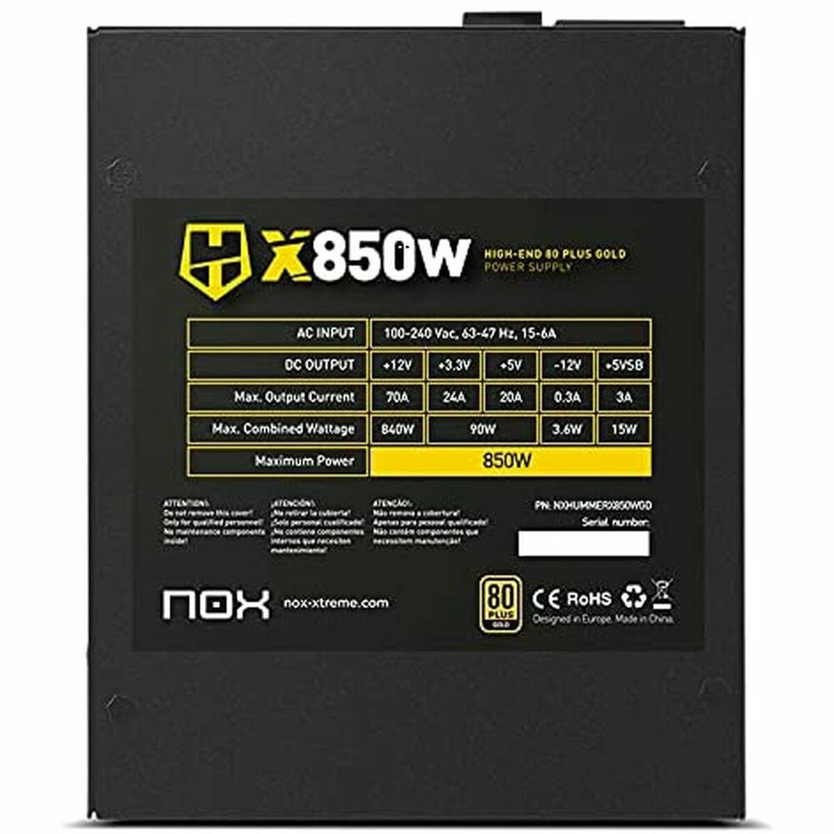 Strömtillförsel Nox-Xtreme NXHUMMERX850WGD ATX 850 W 80 Plus Gold - 4