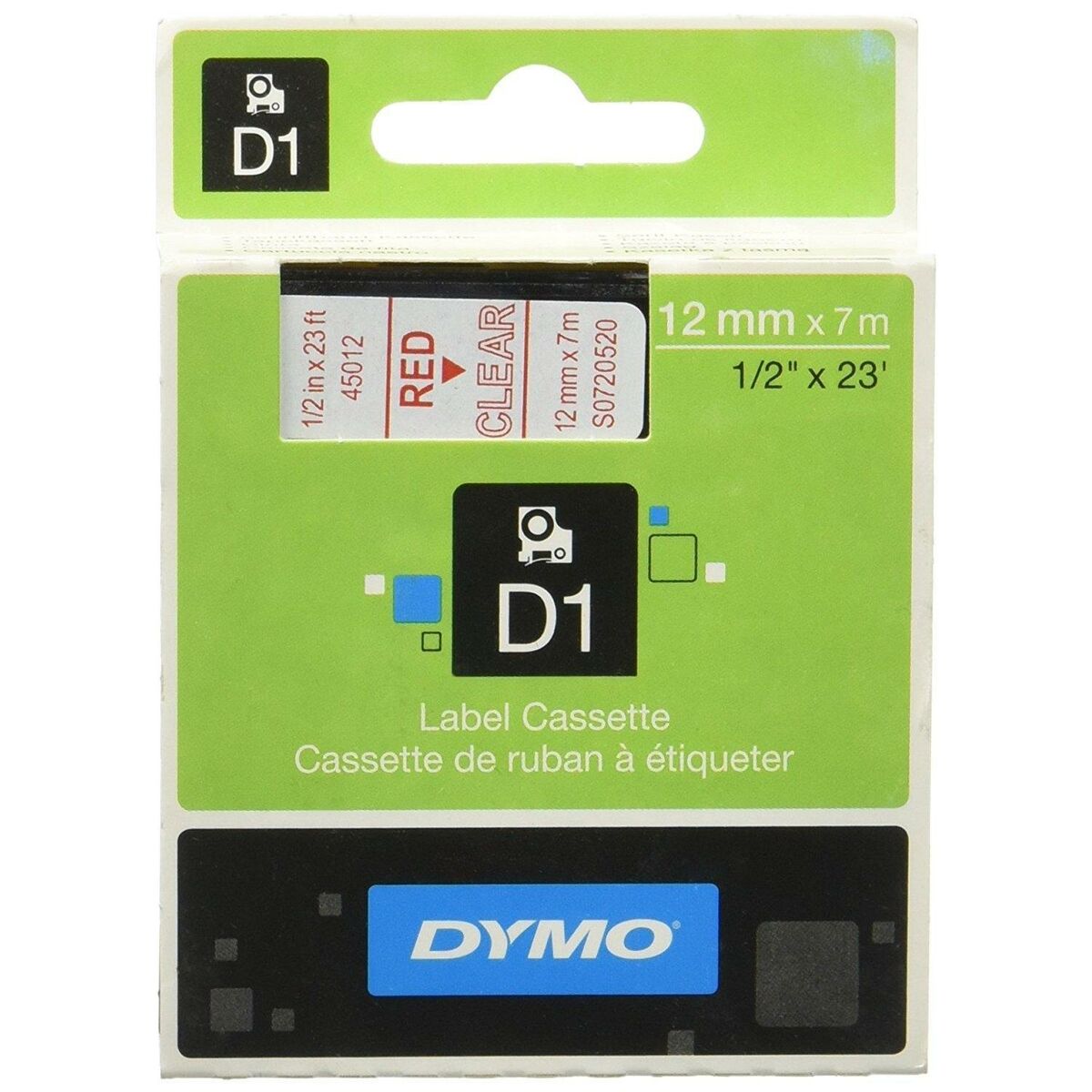 Laminerat Band till Etikettskrivare Dymo D1 45012 12 mm LabelManager™ Transparent Röd Svart (5 antal) - 2