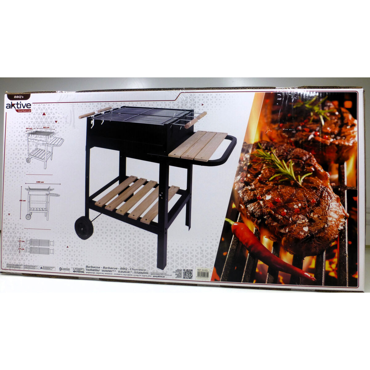 Kolgrill med hjul Aktive Emaljerad metall 100,5 x 88,5 x 40 cm Svart - 13