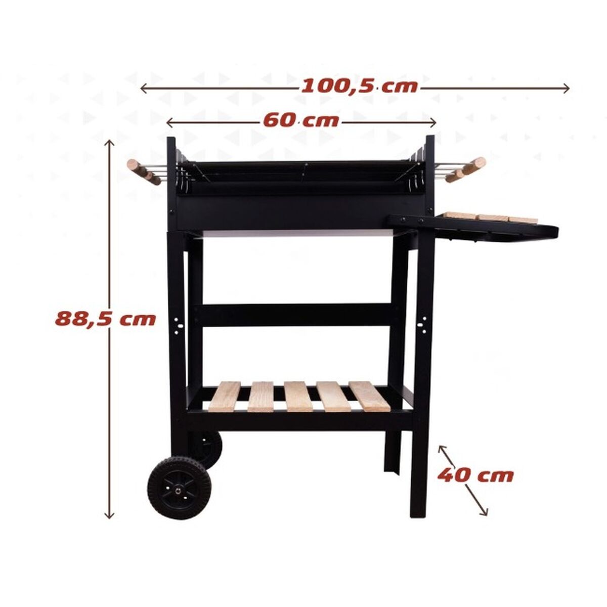 Kolgrill med hjul Aktive Emaljerad metall 100,5 x 88,5 x 40 cm Svart - 2