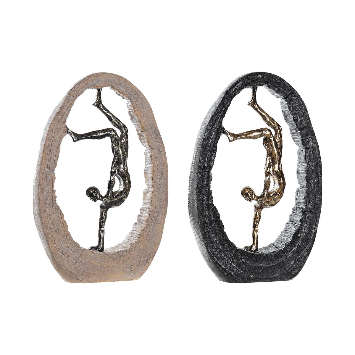 Prydnadsfigur DKD Home Decor 24 x 8 x 36 cm Svart Gyllene (2 antal) - 4
