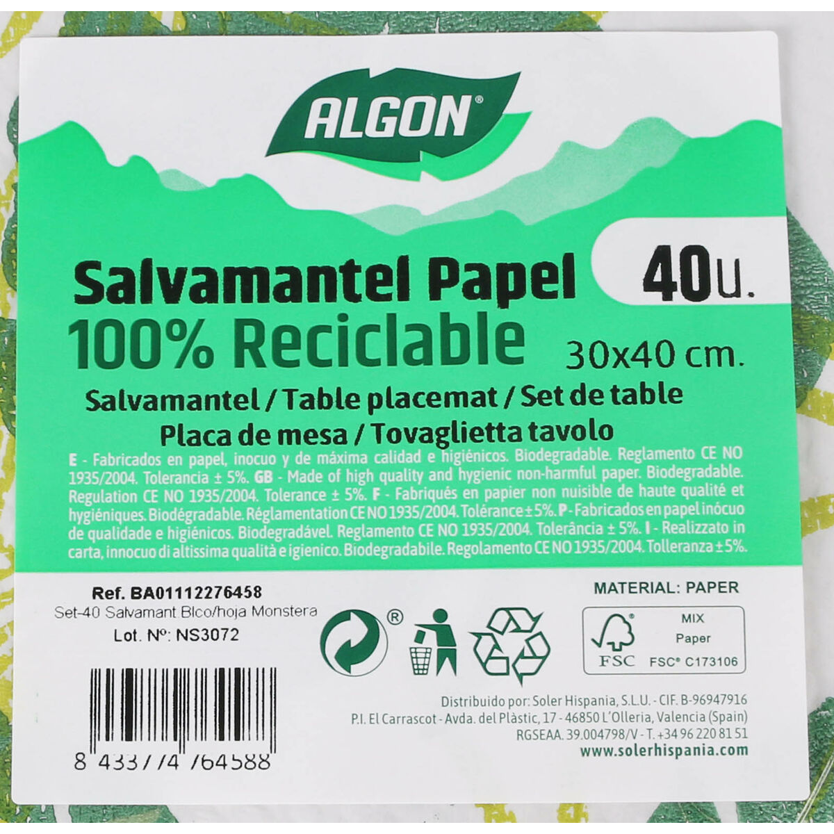 Table mat set Algon Engångsanvändning Blad 40 Delar 30 x 40 cm (30 antal) - 4