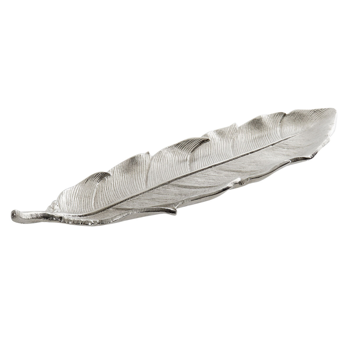 Bordsdekoration Home ESPRIT Silvrig Aluminium Modern Löv av en växt 40 x 9,5 x 1,5 cm