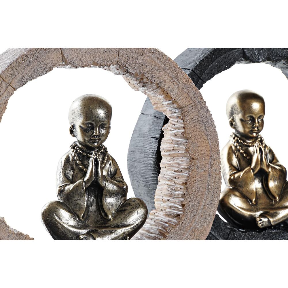 Prydnadsfigur DKD Home Decor Svart Gyllene Munk Orientalisk 20,8 x 6,5 x 18,5 cm (2 antal) - 3