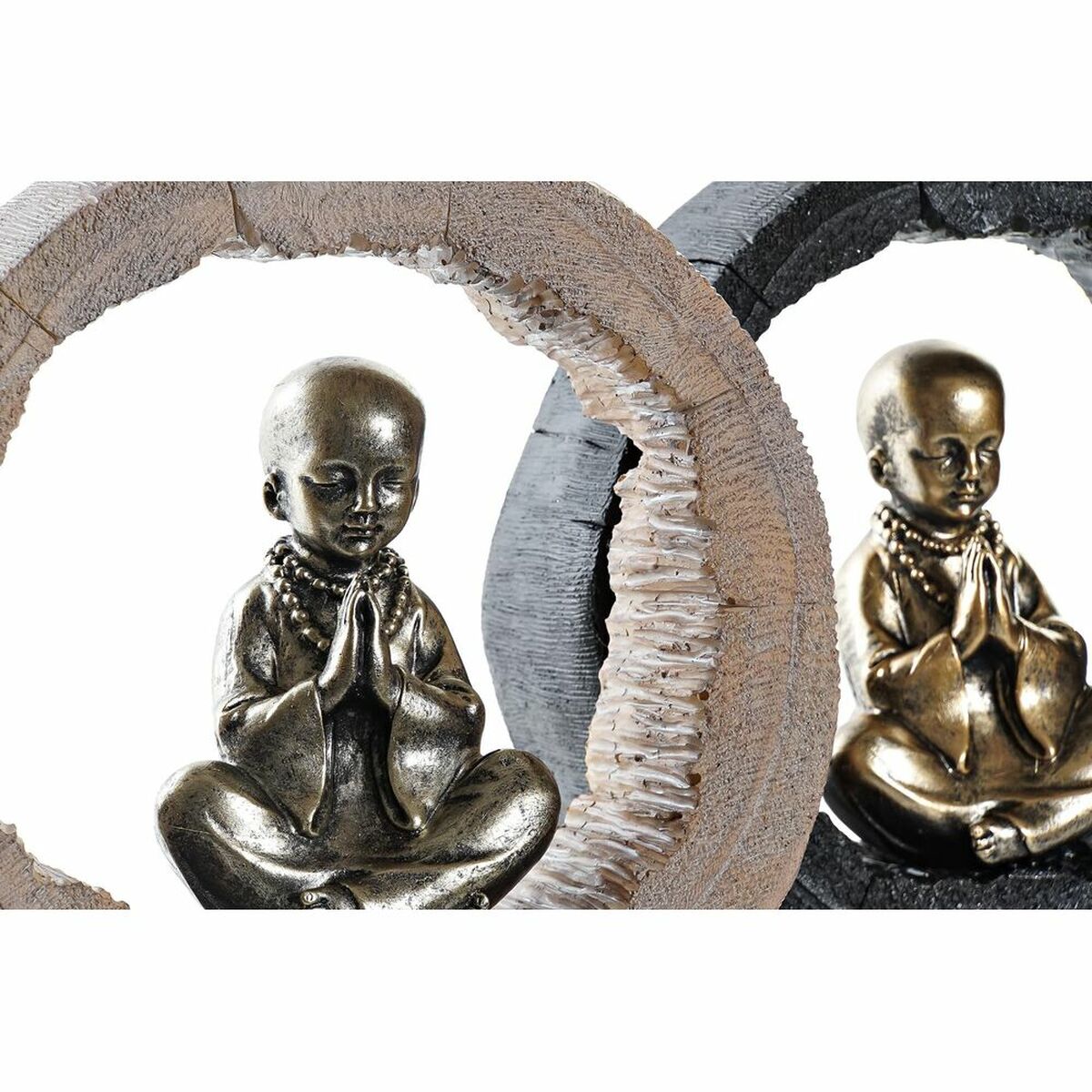 Prydnadsfigur DKD Home Decor Svart Gyllene Munk Orientalisk 20,8 x 6,5 x 18,5 cm (2 antal) - 8