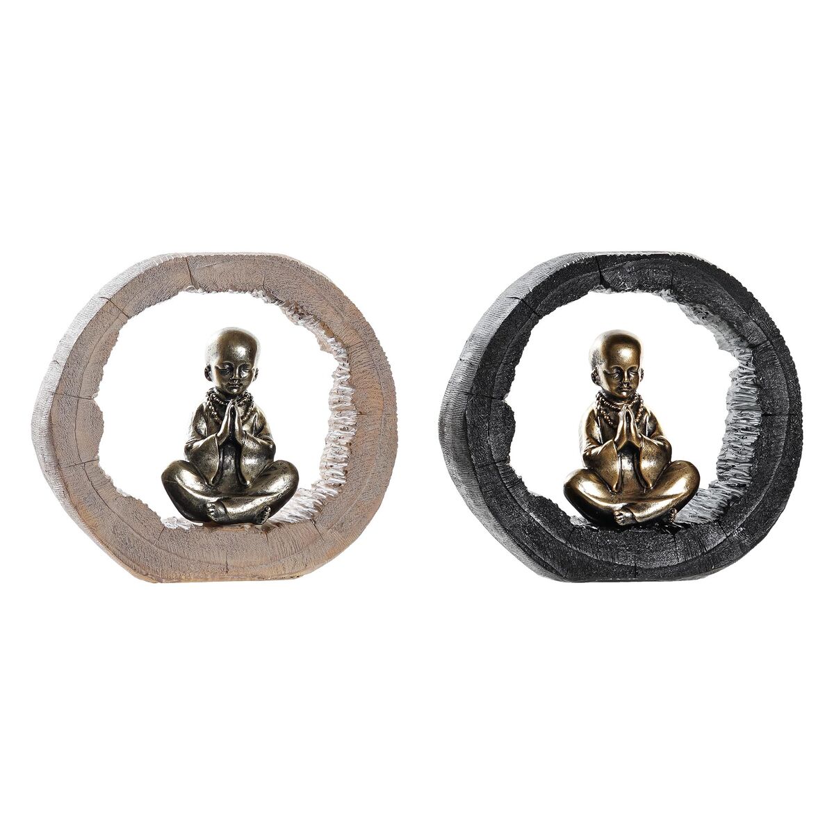 Prydnadsfigur DKD Home Decor Svart Gyllene Munk Orientalisk 20,8 x 6,5 x 18,5 cm (2 antal) - 7