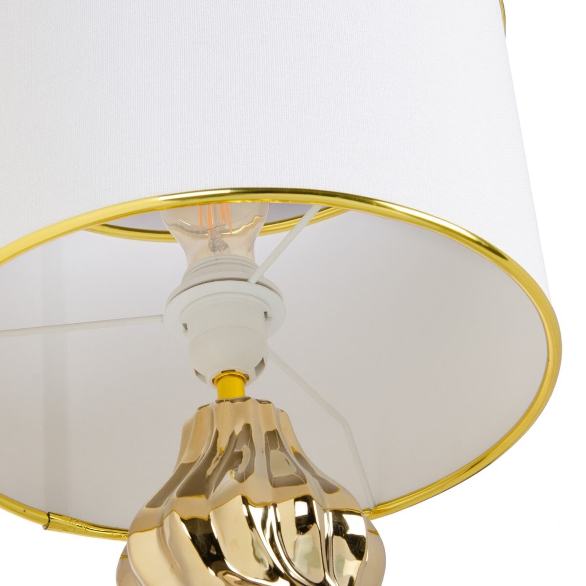 Bordslampa Vit Gyllene Keramik 60 W 220-240 V 32 x 32 x 45 cm - 4