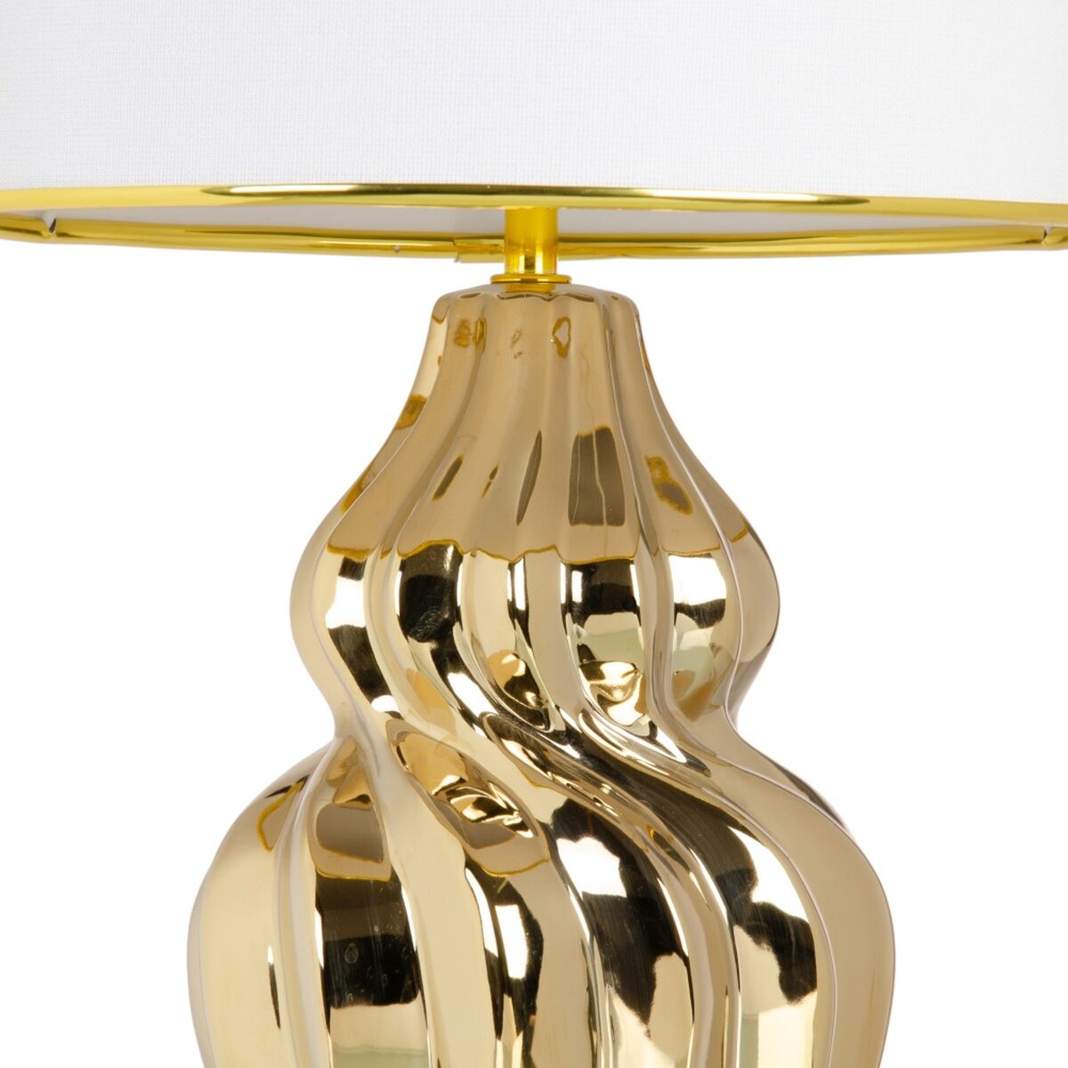 Bordslampa Vit Gyllene Keramik 60 W 220-240 V 32 x 32 x 45 cm - 2