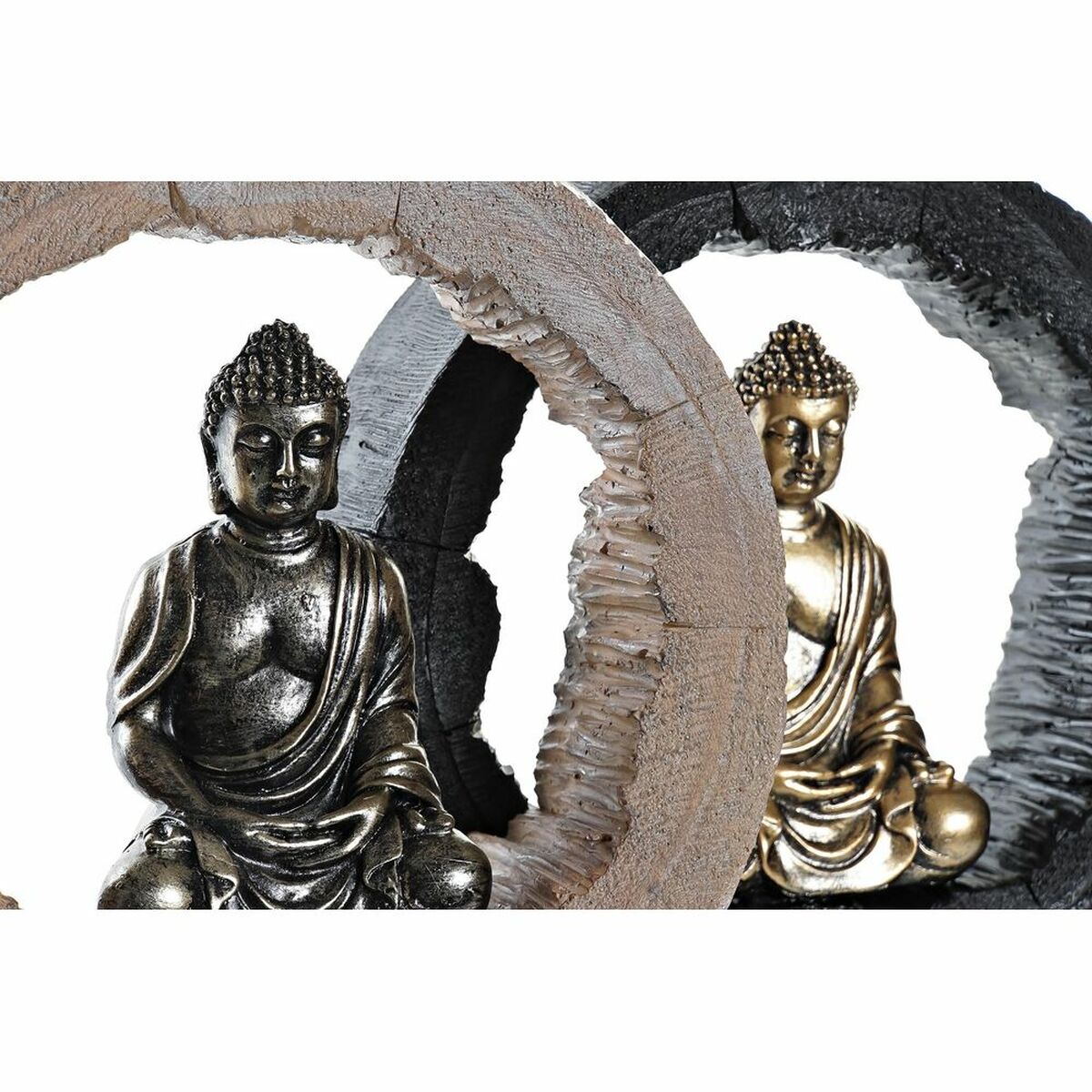 Prydnadsfigur DKD Home Decor Svart Gyllene Buddha Orientalisk 20,8 x 6 x 18,5 cm (2 antal) - 6