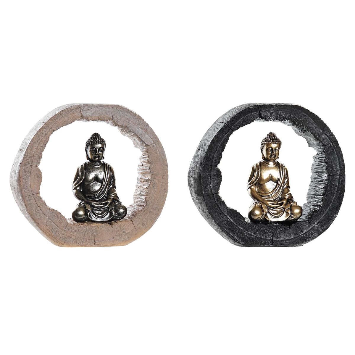Prydnadsfigur DKD Home Decor Svart Gyllene Buddha Orientalisk 20,8 x 6 x 18,5 cm (2 antal) - 4
