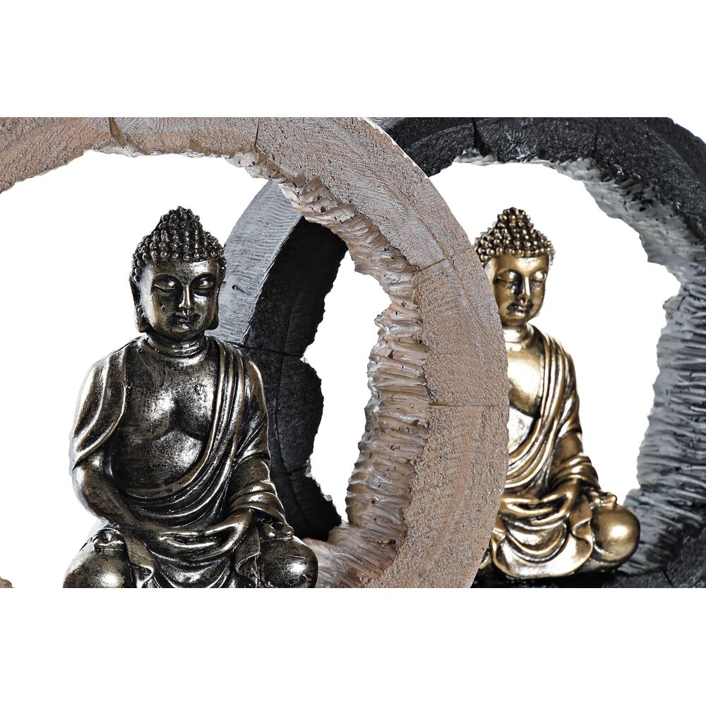 Prydnadsfigur DKD Home Decor Svart Gyllene Buddha Orientalisk 20,8 x 6 x 18,5 cm (2 antal) - 3