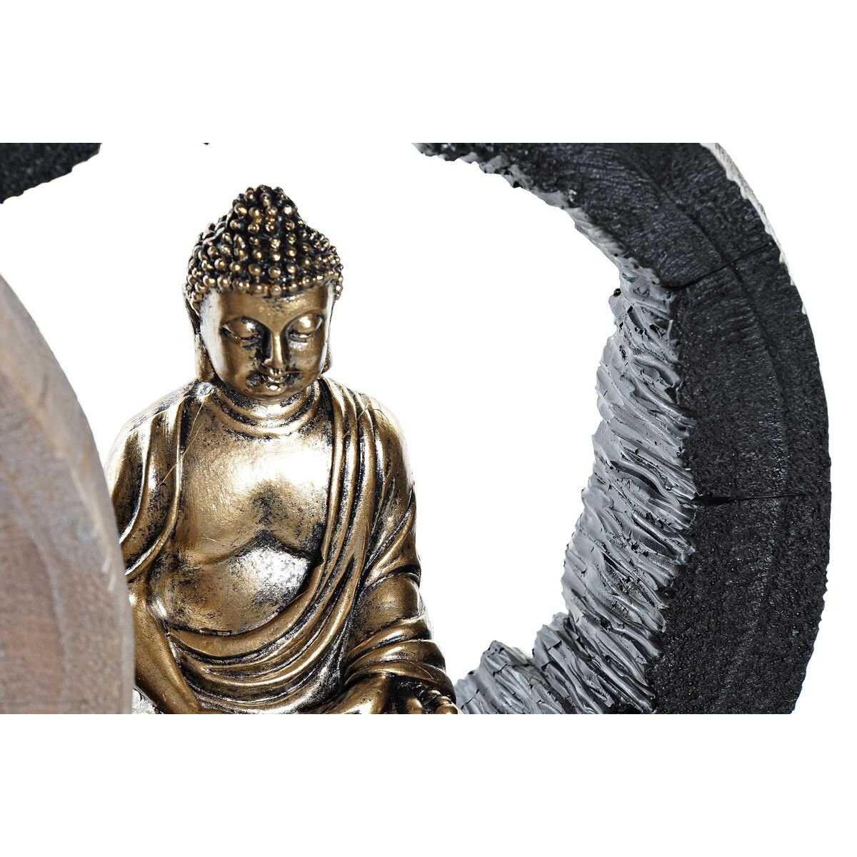Prydnadsfigur DKD Home Decor Svart Gyllene Buddha Orientalisk 20,8 x 6 x 18,5 cm (2 antal) - 5