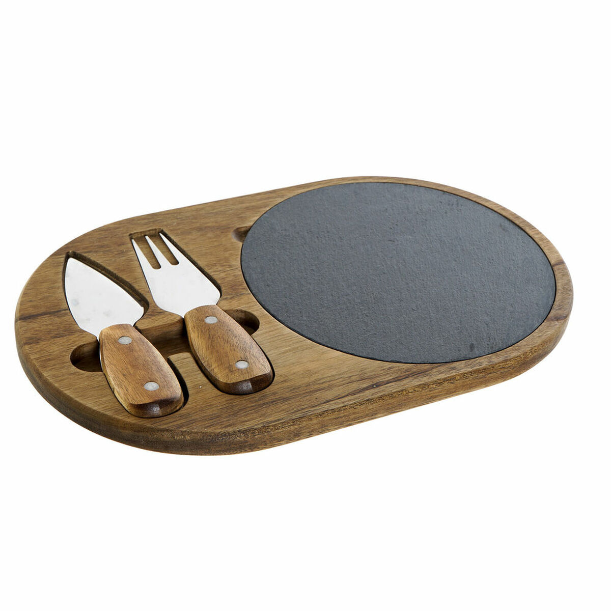 Skärbräda DKD Home Decor Rostfritt stål Skiffer Akaciaträ (32 x 20 x 1.5 cm) (4 x 15 x 1,5 cm) (3 pcs)