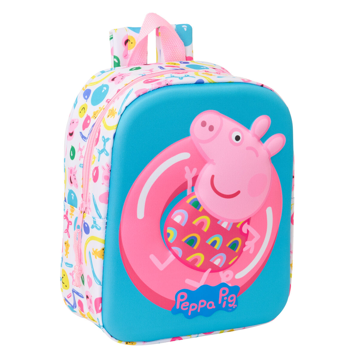 Barnryggsäck Peppa Pig Blå Vit Rosa 22 x 27 x 10 cm 3D