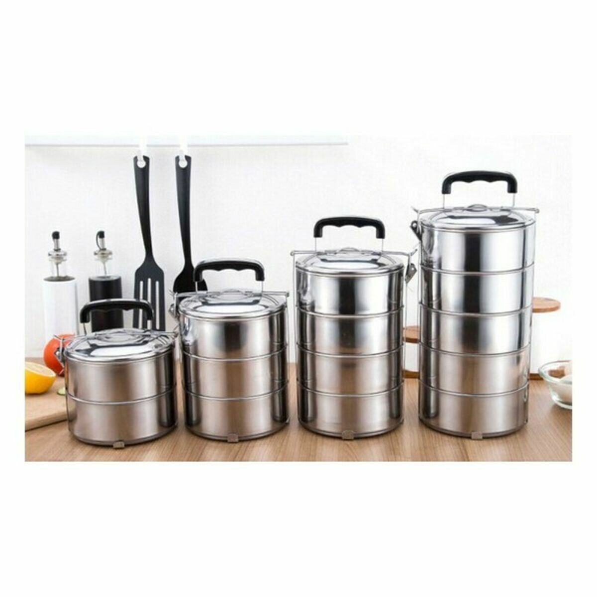 Lunchlådor, set Privilege Rostfritt stål Stapelbara Stål 14 cm (6 antal) (3 pcs) - 3