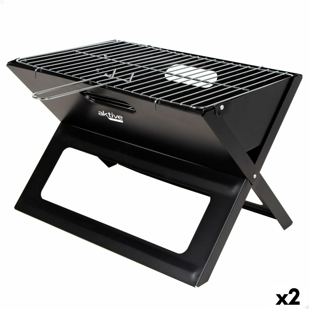 Bärbar Grill Aktive Svart Stål Järn 45 x 30 x 29 cm