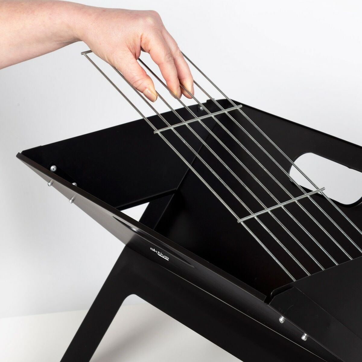Bärbar Grill Aktive Svart Stål Järn 45 x 30 x 29 cm - 6