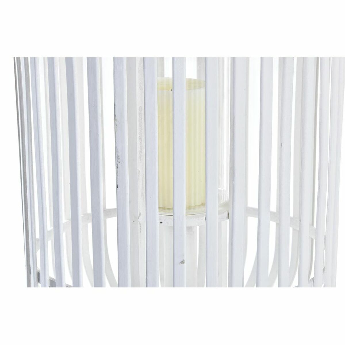 Lykta DKD Home Decor Glas Vit Bambu (28 x 28 x 47 cm) - 2