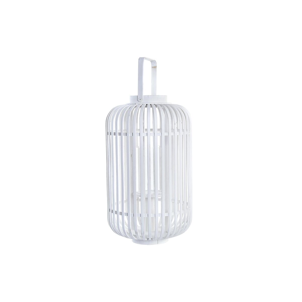 Lykta DKD Home Decor Glas Vit Bambu (28 x 28 x 47 cm) - 4