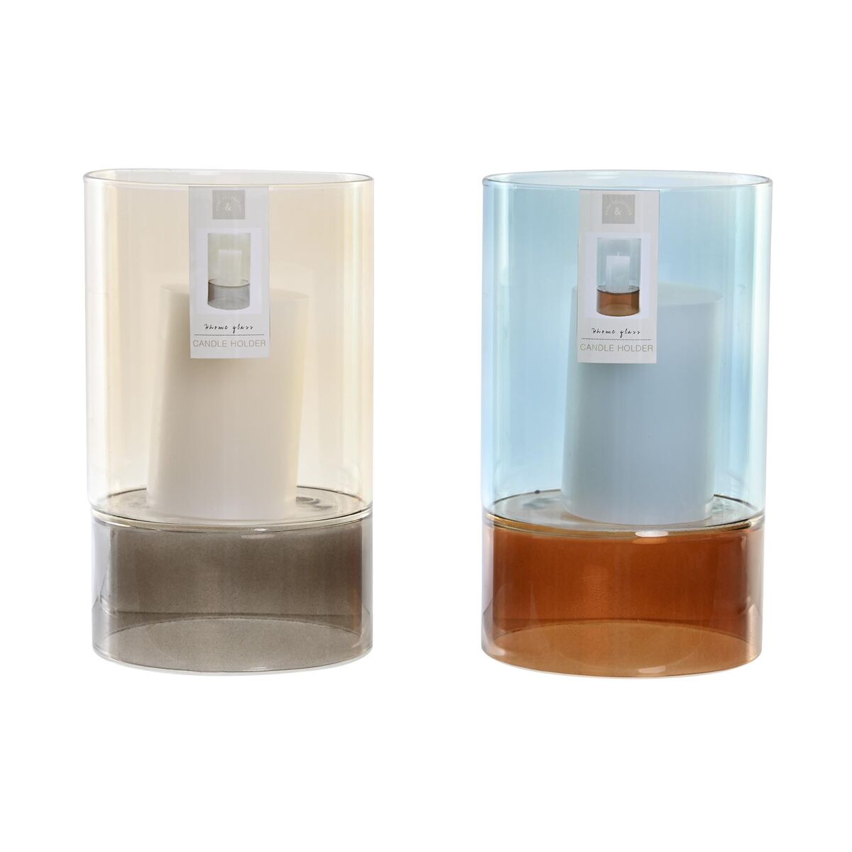 Ljusstakar DKD Home Decor Glas Dvobarvna Vax 13 x 13 x 21 cm (2 antal) - 5