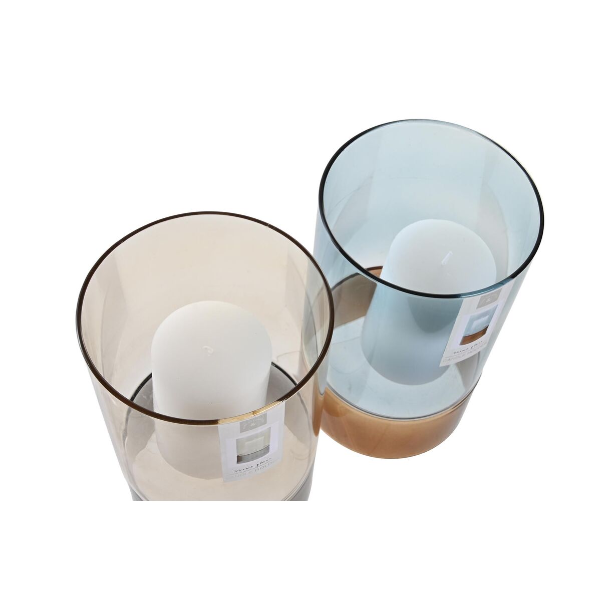 Ljusstakar DKD Home Decor Glas Dvobarvna Vax 13 x 13 x 21 cm (2 antal) - 6