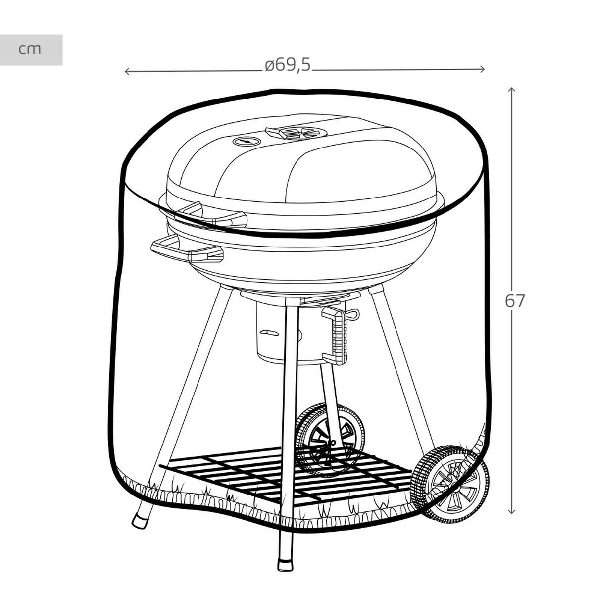 Skyddskåpa för grill Aktive Svart 6 antal 69,5 x 67 x 69,5 cm - 5