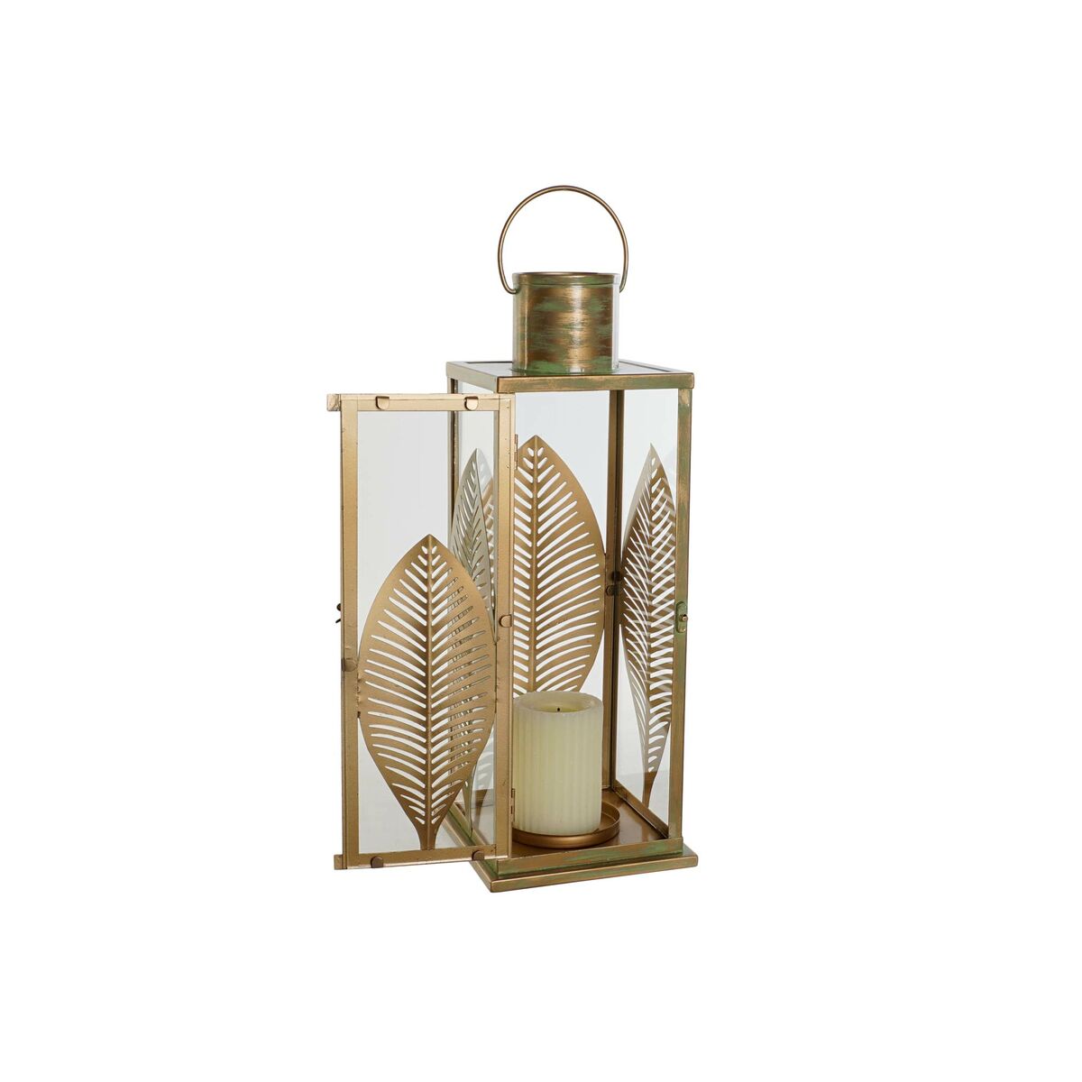 Lykta DKD Home Decor Gyllene Metall 16,5 x 16,5 x 50 cm Löv av en växt - 6