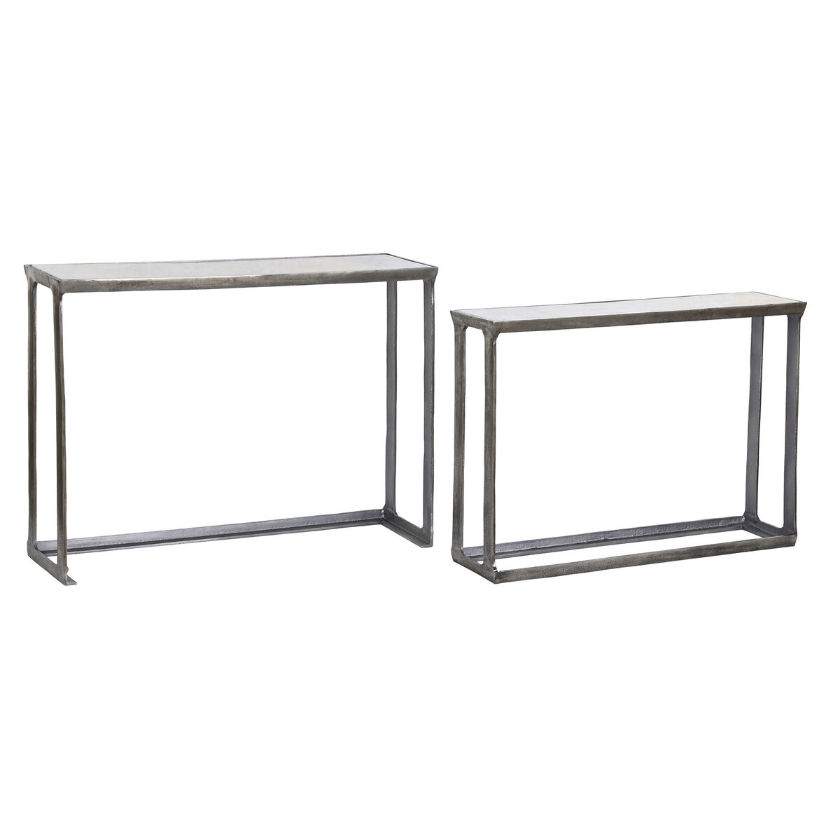 2-bordsset Home ESPRIT Vit Multicolour Silvrig 107 x 30 x 81 cm 108 x 30 x 79 cm